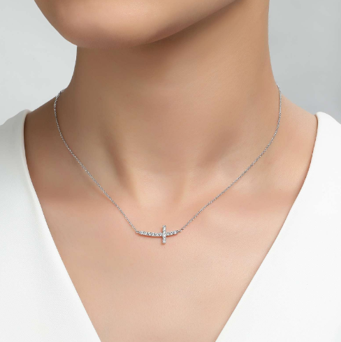 Horizontal cross necklace silver deals