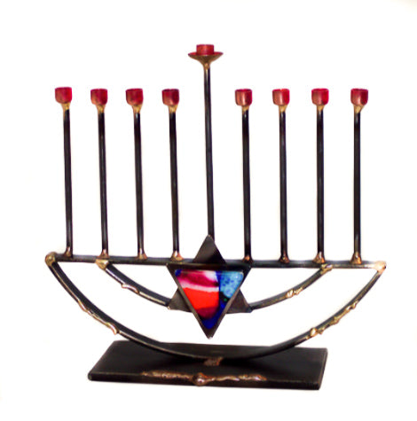 small rod menorah with jewish star