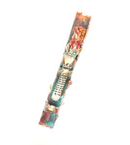 Gary Rosenthal Weathered Patina Copper Wrapped Mezuzah