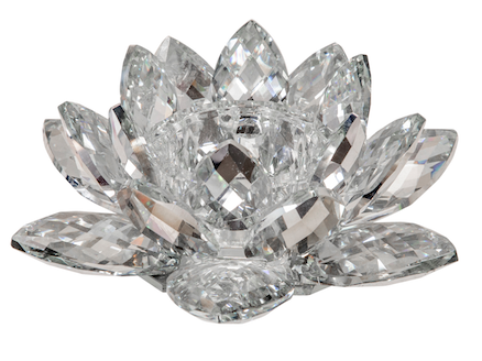 Silver Crystal Lotus Candleholder