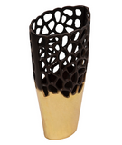 15" Black & Gold Cut-Out Vase