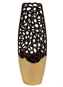 23" Black & Gold Cut-Out Vase