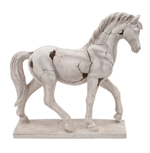 White Cracked Horse Sculpture