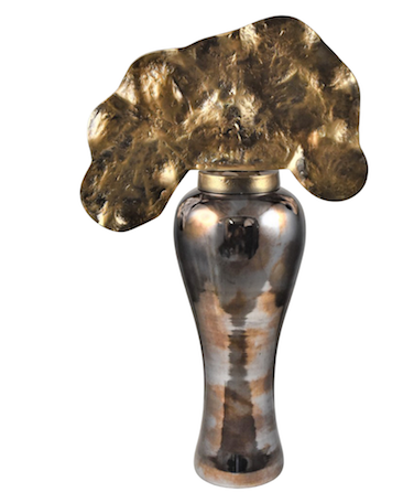 Large Decorative Glass Bronze Bottle w/ Aluminum Top