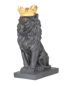 Black Lion Figurine w/ Gold Crown