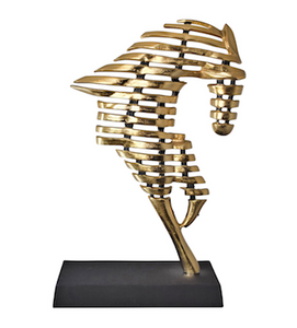 25" Gold Metal Horse Sculpture