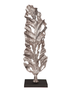 60" Silver Metal Leaf Sculpture