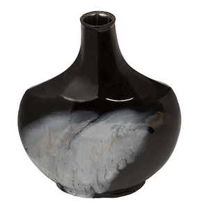 15" Black Glass Vase
