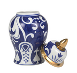 Ceramic Blue & White Bold Temple Jar