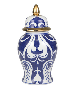 Ceramic Blue & White Bold Temple Jar