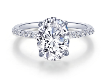 Lafonn Sterling Silver Oval Single Row Solitaire Engagement Ring