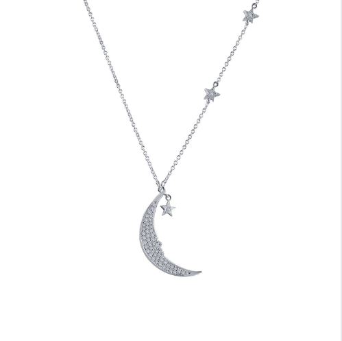 sterling silver moon and star necklace 
