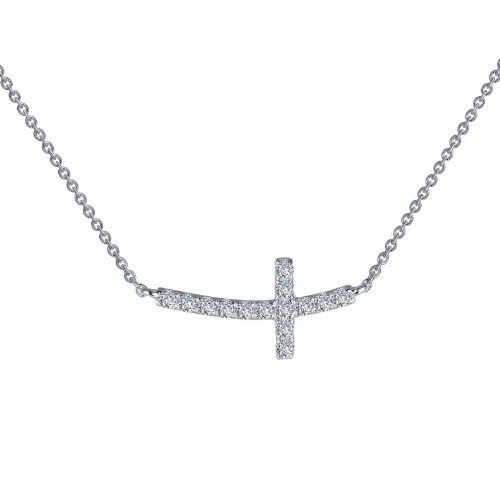 Curved sideways sales cross necklace