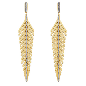 Sterling Silver Mixed-Color Feather Drop Earrings